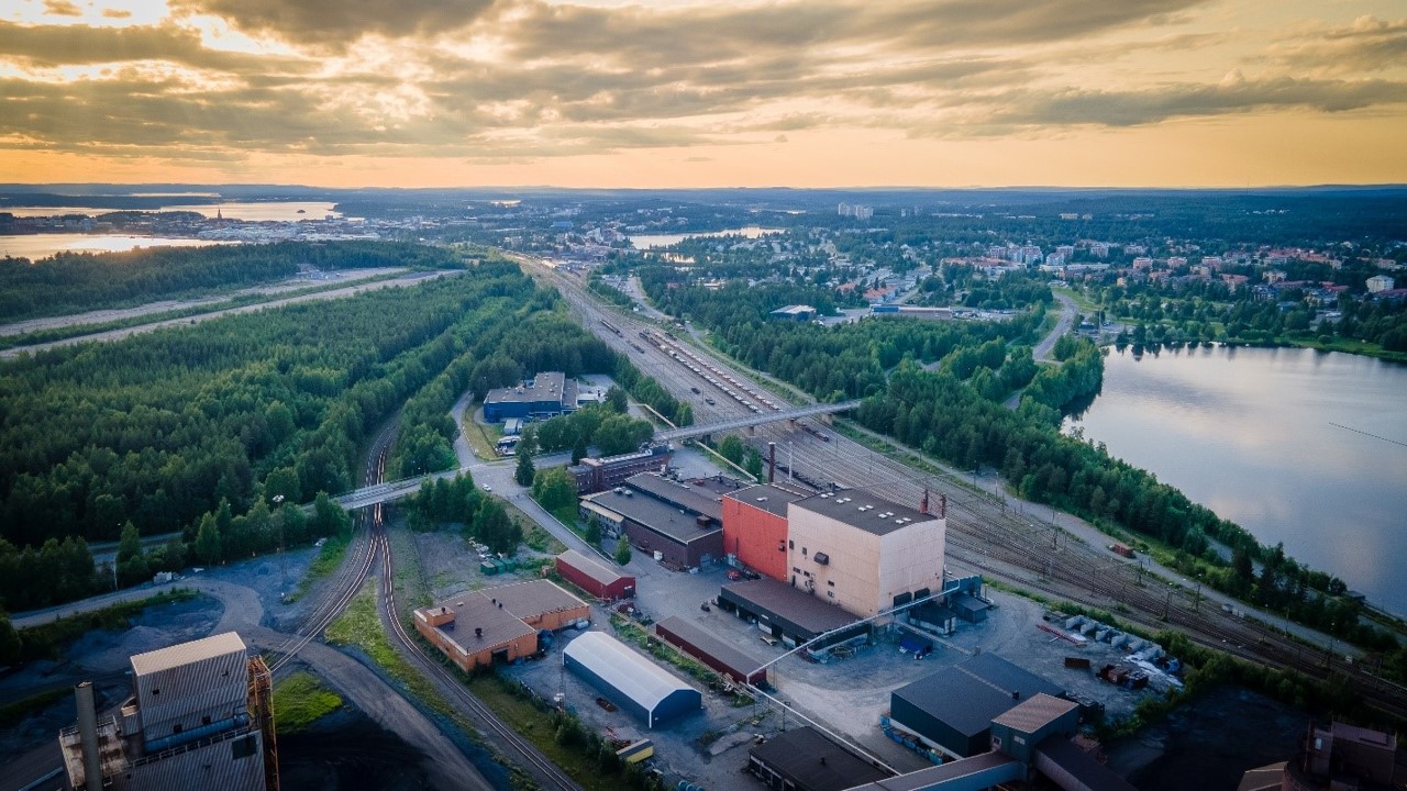 Swerim facilities with city centre Luleå in background